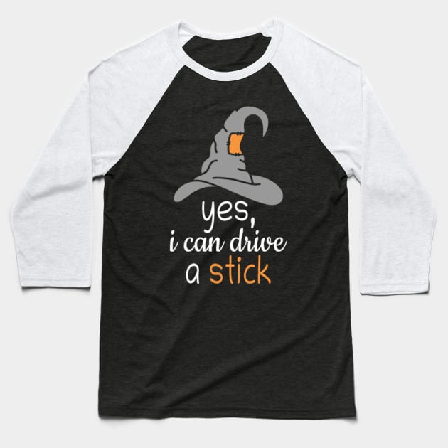 Halloween witch costume Yes I can drive a stick Baseball T-Shirt by Xizin Gao